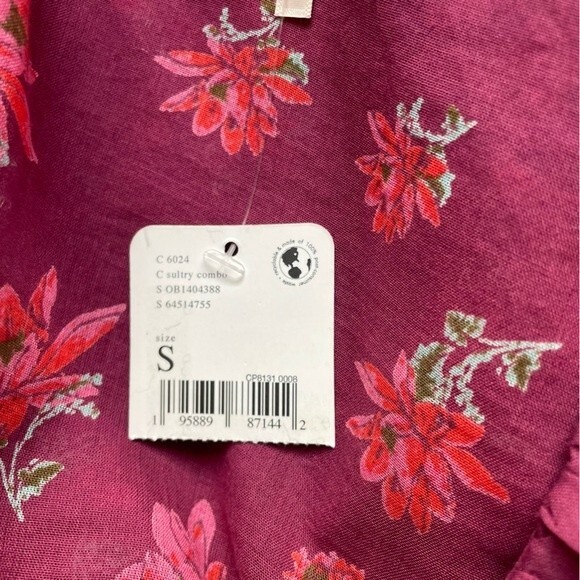 NWT Free People Amanda Ruffle Long Sleeve Wrap Blouse Burgundy Floral Size Small - Picture 13 of 16